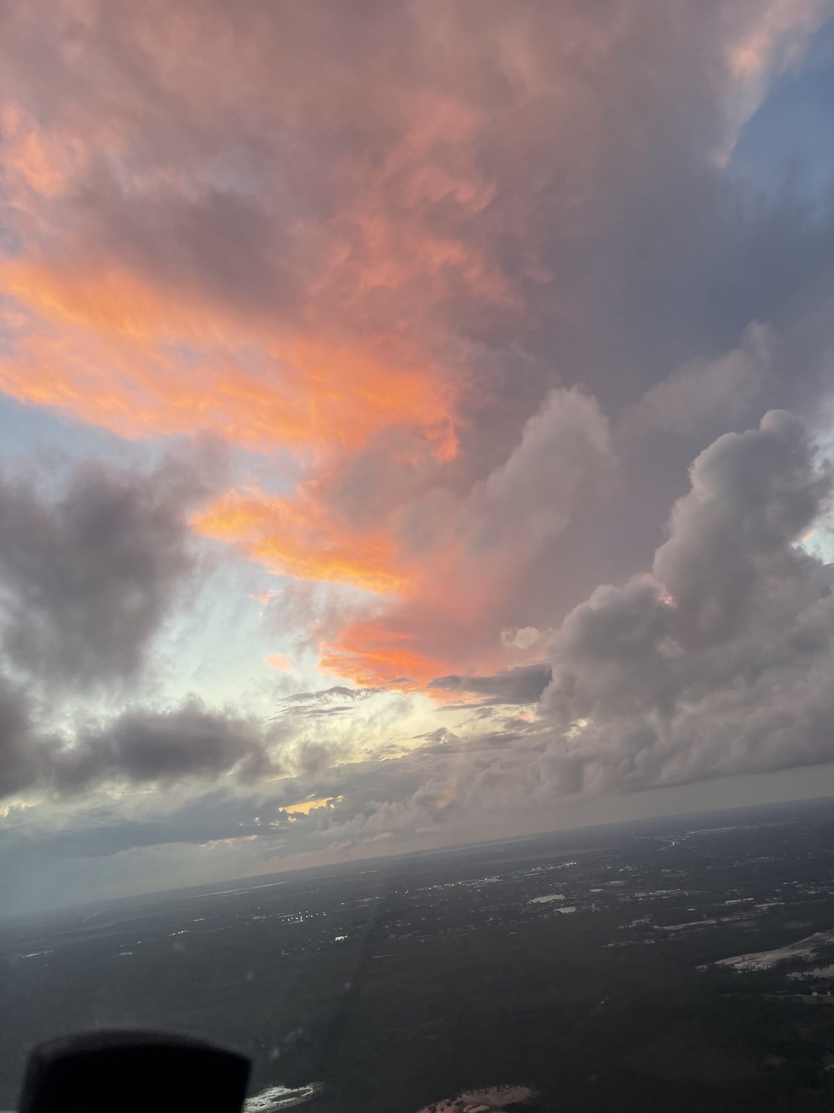 Building clouds at sunset