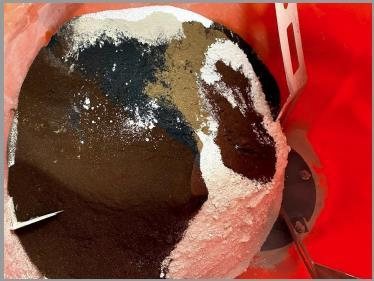 Regolith simulant in the mixer