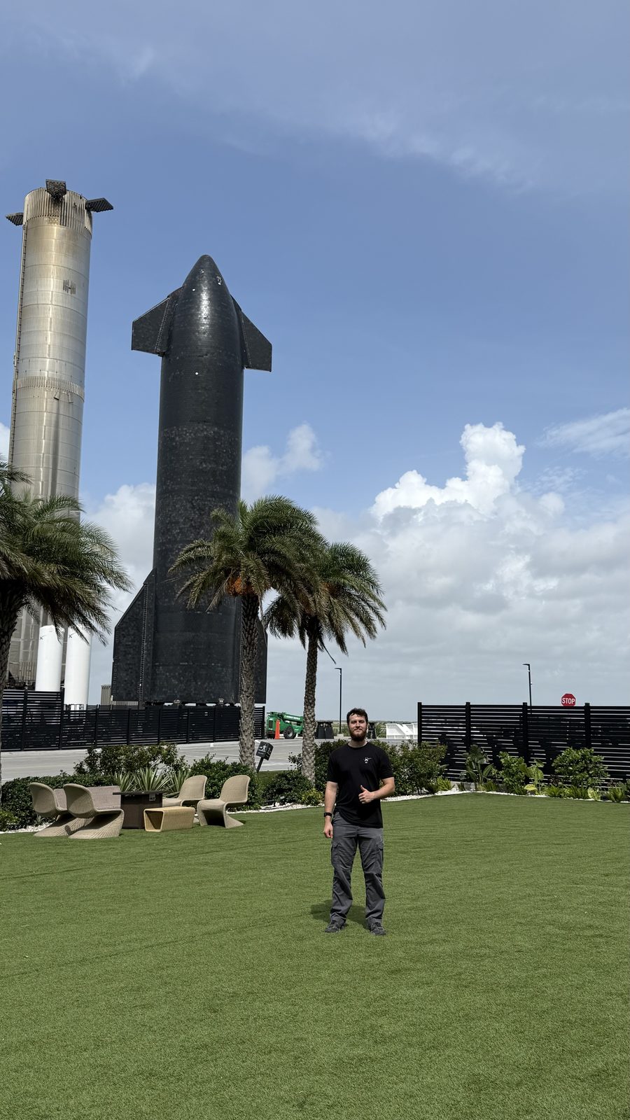 In front of the rocket garden