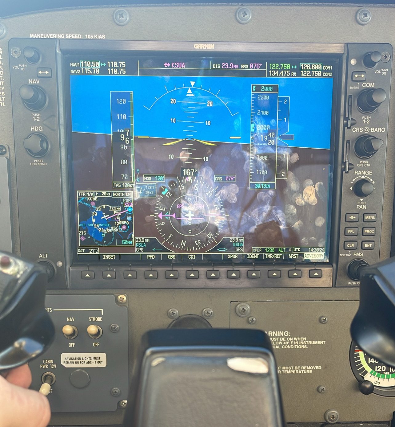 The G1000, inbound to Stuart